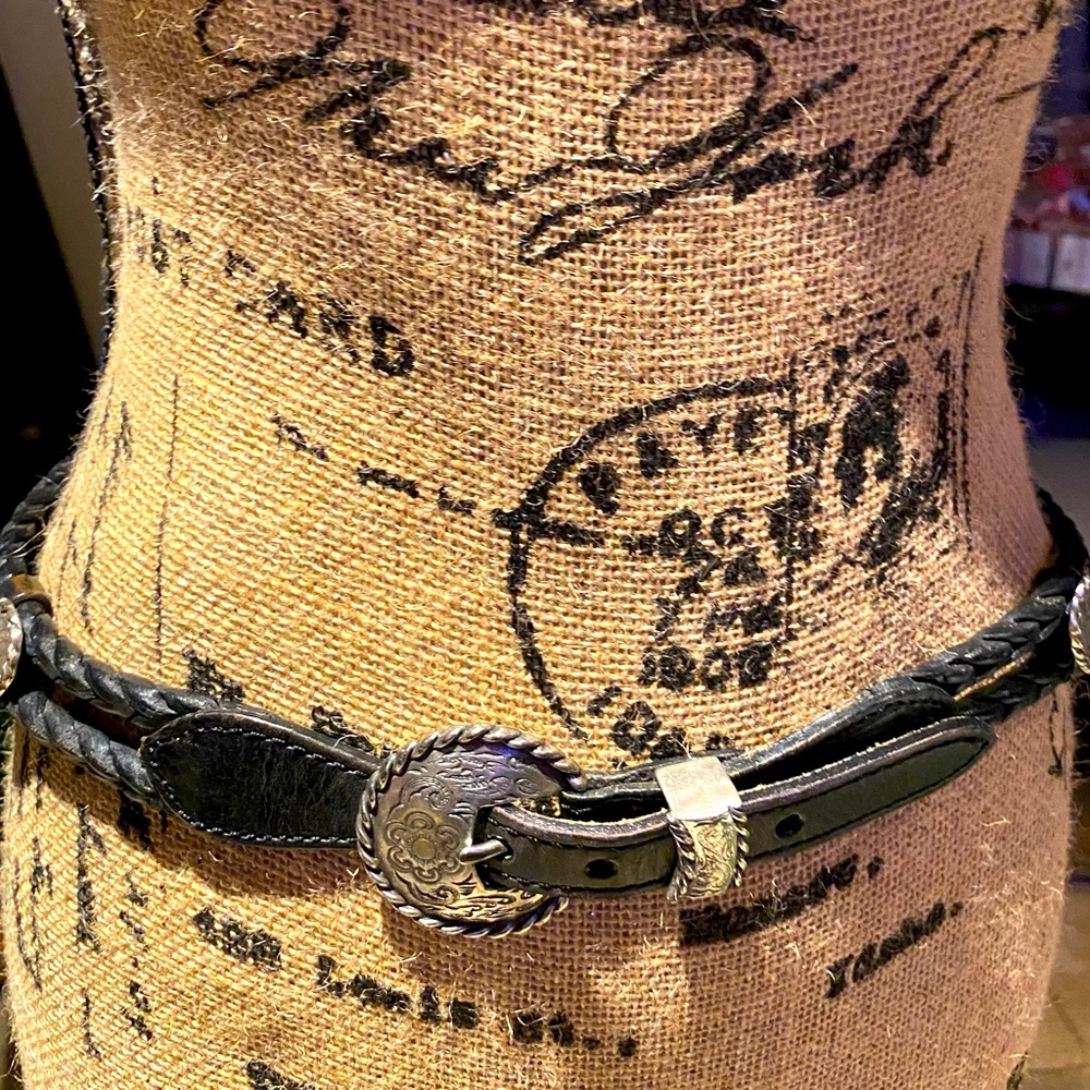 Brighton vintage braided leather and silver hearts belt